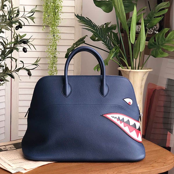 Only one available! Hermes Bolide Shark replica 45cm Blue Nuit ert71674