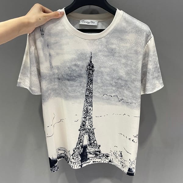 Free shipping Dior n-grade cotton linen jersey T-shirt dea02664