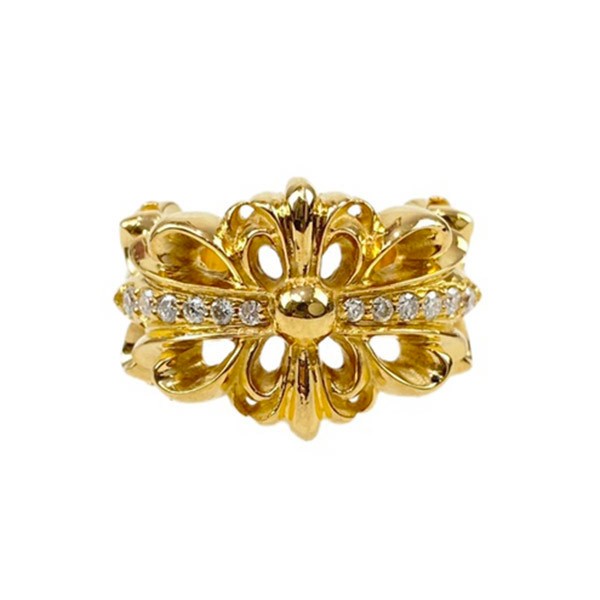 Chrome Hearts Replica Double Floral Cross Ring 22k Diamond Kum30209