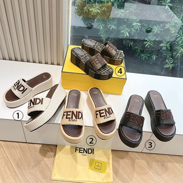 Fendi 24SS SUNSHINE Raffia Platform Sandals Replica 4 Colors 8R8515
