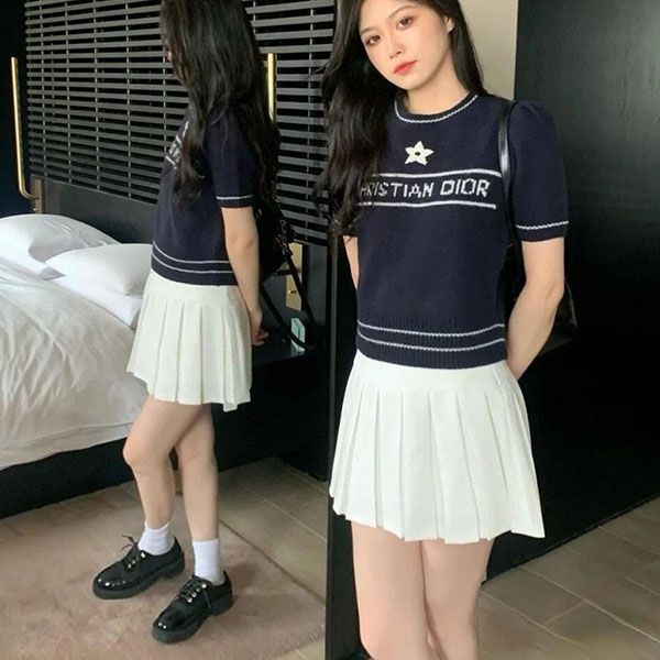 Dior short sleeve knit fake cashmere sweater DHL den61721