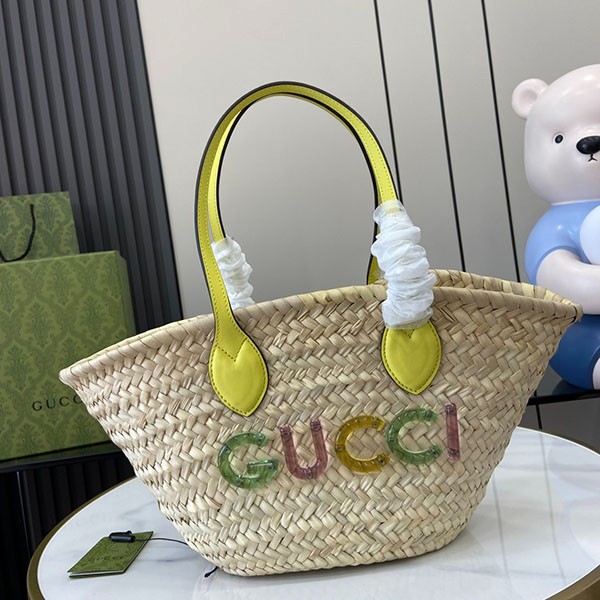 Gucci Logo Mini Straw Tote Bag? Fake 782381