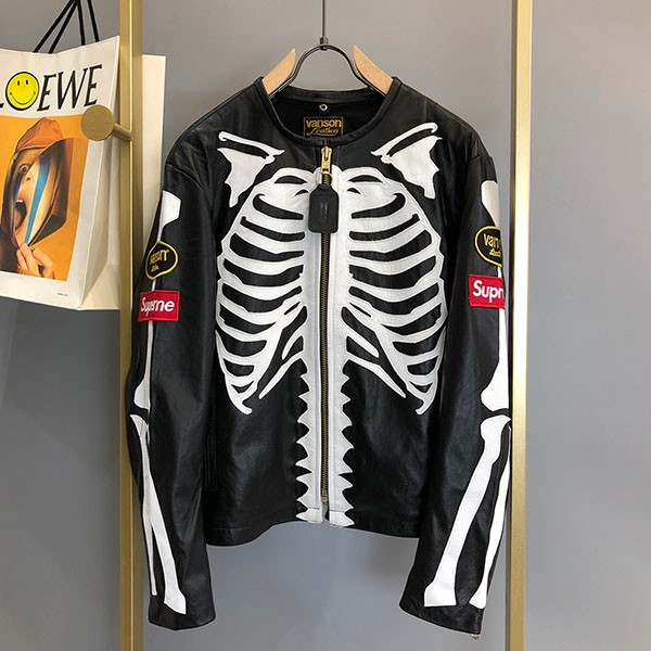 Supreme Vanson Replica Vanson Leather Bone Jacket Shg54235