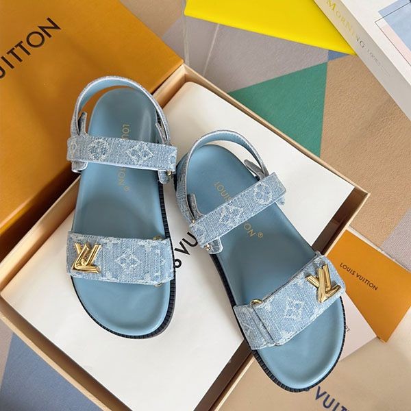 ☆Super popular☆Louis Vuitton mules Monogram copy denim flats vuz99331 ☆Super popular☆Louis Vuitton mules Monogram copy denim flats vuz99331