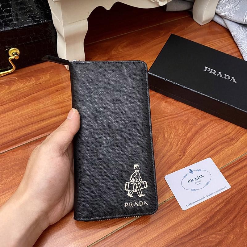 21-22AW Very popular! Prada zippered long wallet replica men's pui11000
