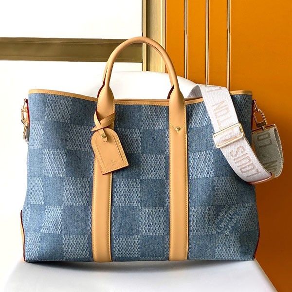 Large capacity Louis Vuitton Weekend Tote Bag Replica Denim Damier N40702 Large capacity Louis Vuitton Weekend Tote Bag Replica Denim Damier N40702