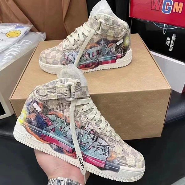Louis Vuitton x Nike Replica Air Force 1 Mid by Virgil Abloh Sail & Multicolor nav21458