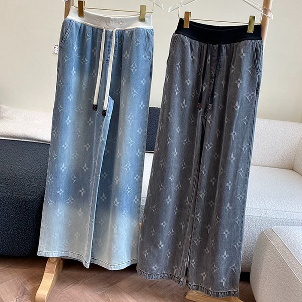 Louis Vuitton replica crash color print logo jeans light blue vui90895