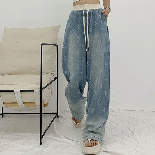 Louis Vuitton replica crash color print logo jeans light blue vui90895