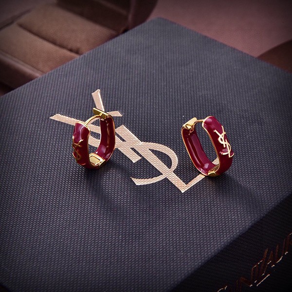 ★Popular in Japan! Saint Laurent fake enamel burgundy and gold earrings Sar87631 ★Popular in Japan! Saint Laurent fake enamel burgundy and gold earrings Sar87631