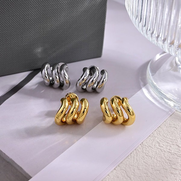 Balenciaga Loop Trio Earrings Replica Gold Tone Popular baq66053