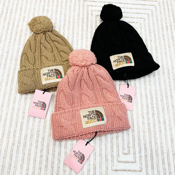 Rare Gucci x North Face logo knit hat fake beanie knit cap guh44079