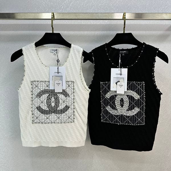 Autumn/Winter Sale: Chanel Logo T-Shirt Replica Vest Tops 2 Colors shb86239