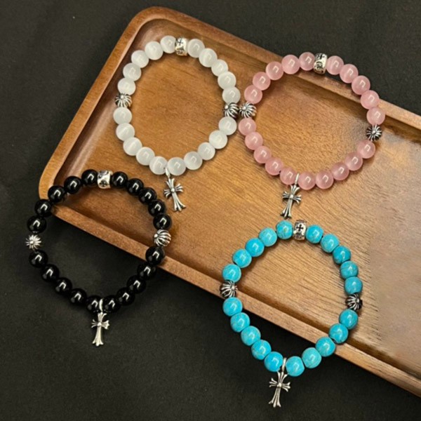 Chrome Hearts CH Plus Beads Cross Bracelet Turquoise Replica Kue37994 Chrome Hearts CH Plus Beads Cross Bracelet Turquoise Replica Kue37994