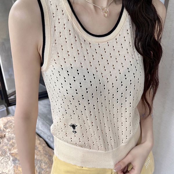 New color ☆ Rare Dior knit vest copy honey embroidery dek59855