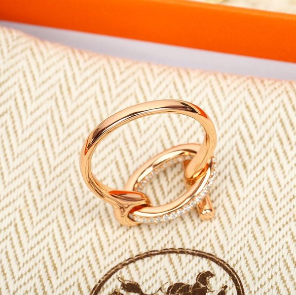 Japan!! Popular! Hermes 18K gold diamond ring replica erl86855