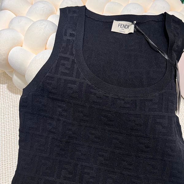 ★Safe shipping with tracking Fendi Grade N FF logo embossed knit mini dress feh80636