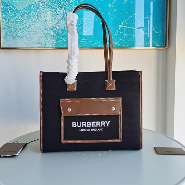Burberry FREYA Leather & Canvas Tote Bag Replica Mini 80557491 Burberry FREYA Leather & Canvas Tote Bag Replica Mini 80557491