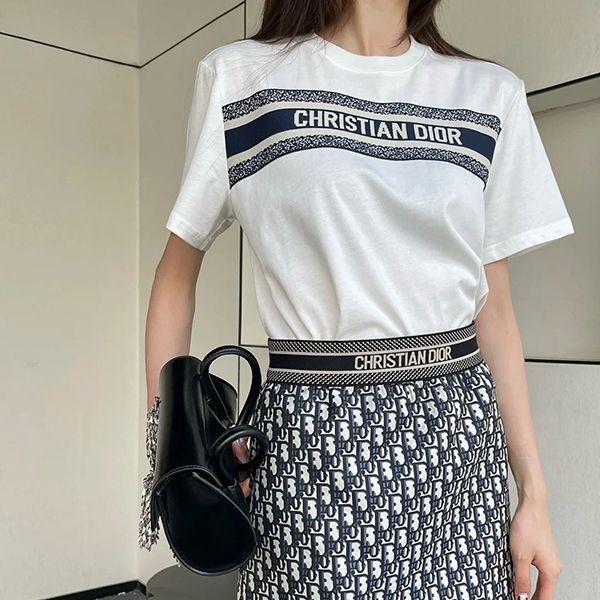 Dior T-shirt, fake cotton jersey and skirt, top and bottom set, dei93468 Dior T-shirt, fake cotton jersey and skirt, top and bottom set, dei93468