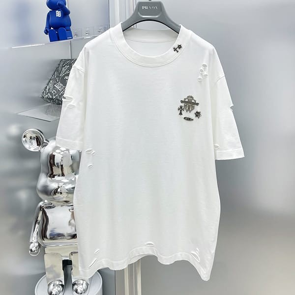 Very popular! Chrome Hearts replica color block cross leather short sleeve T-shirt Kun81348 Very popular! Chrome Hearts replica color block cross leather short sleeve T-shirt Kun81348