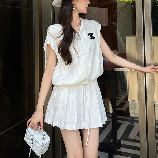 Extremely rare! Replica Chanel top cotton jersey top and bottom set shc46397