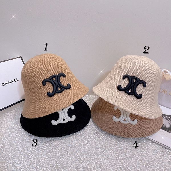 Very popular! Celine Triomphe bucket hat raffia replica 4 colors Cev68400