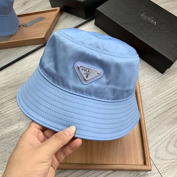 Super popular Prada nylon bucket hat replica logo plate★blue puc21675