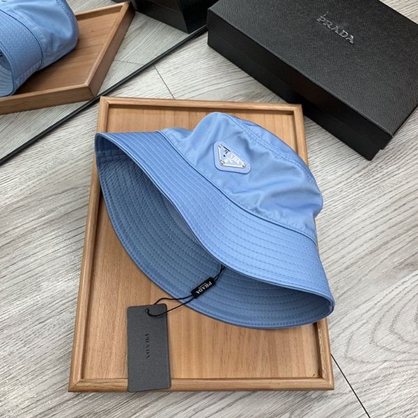 Super popular Prada nylon bucket hat replica logo plate★blue puc21675