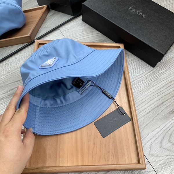 Super popular Prada nylon bucket hat replica logo plate★blue puc21675