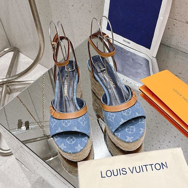 Louis Vuitton Replica ★ Stylish Sandals Mules Thick Sole Denim Logo 1ACIZP Louis Vuitton Replica ★ Stylish Sandals Mules Thick Sole Denim Logo 1ACIZP