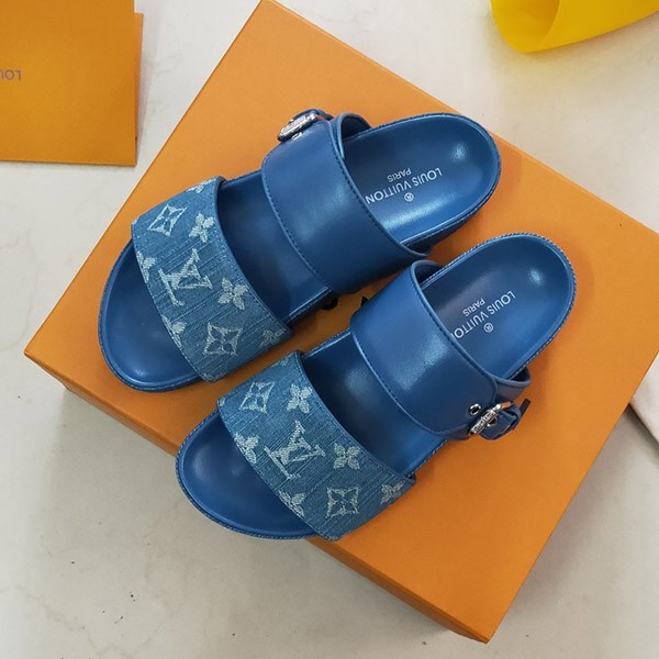 [Beautiful vibrant blue?]Louis Vuitton☆ Sandals Replica Blue vuv27133