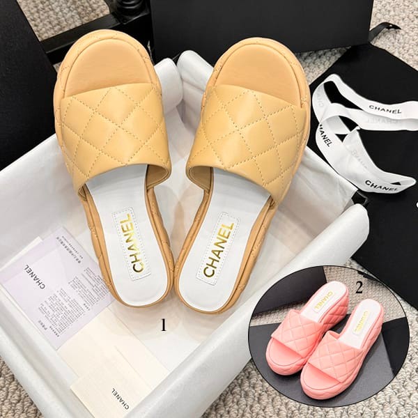The hottest topic! Chanel n-grade sandals, mules, thick soles, camellia, 2 colors, shw90691