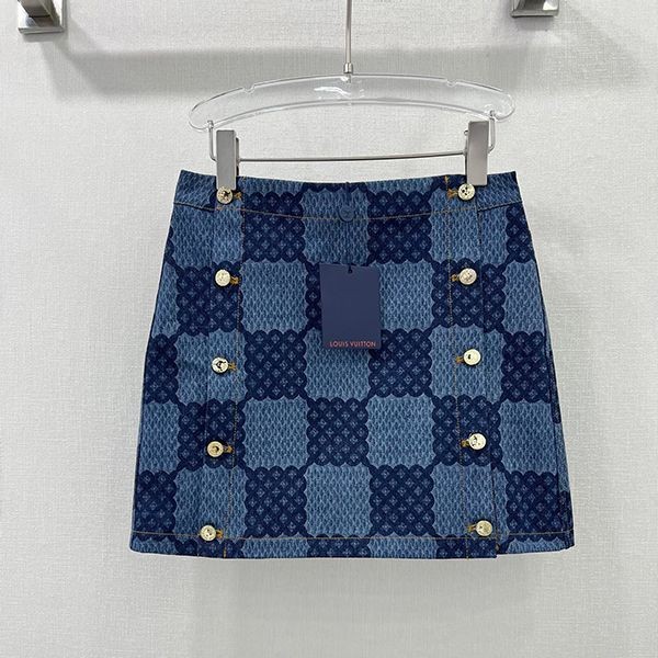 Louis Vuitton knockoff [New] Summer outfit ◆ Damier denim mini skirt 1AFMQX