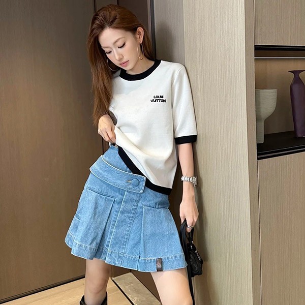 [24SS/Elegantly swaying pleats?]Louis Vuitton denim skirt replica 1aflxq