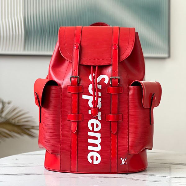 Louis Vuitton Supreme Collaboration Backpack/Daypack Christopher PM Red Fake Red M53414