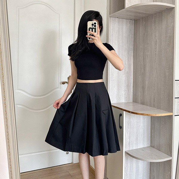 Prada pleated nylon mini skirt replica pur30794