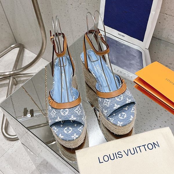 Louis Vuitton Sandals Replica Mules Thick Sole Denim Logo 1ACIZ Louis Vuitton Sandals Replica Mules Thick Sole Denim Logo 1ACIZ