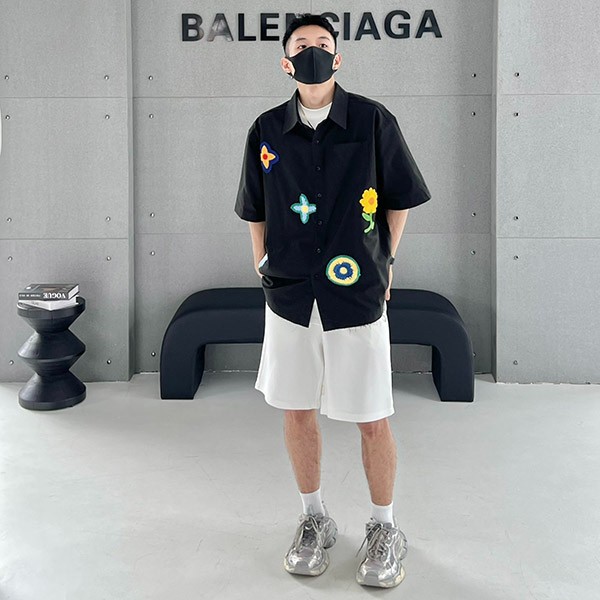 Free shippingLouis Vuitton embroidered cotton shirt replica vun38462