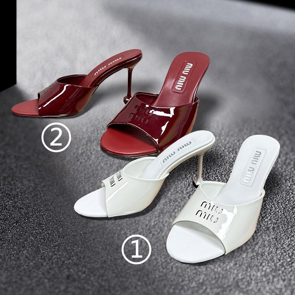 24SS New Arrival Elegant [Miu Miu Replica] Vernice Stiletto Sandals in 2 Colors myh71940