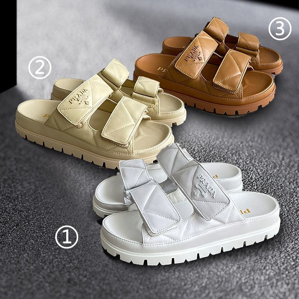 ★Popular in Japan! Prada Padded Nappa Leather Sandals Replica 3 Colors puj27726