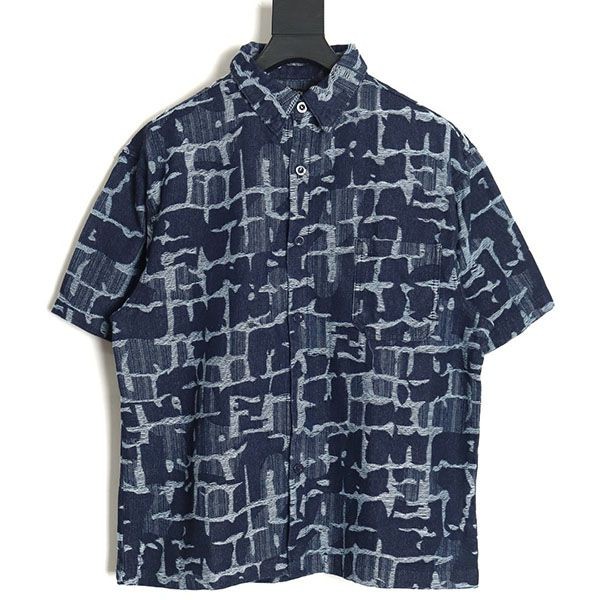 Fendi Grade N Blue FF Linen Shirt Number 04577