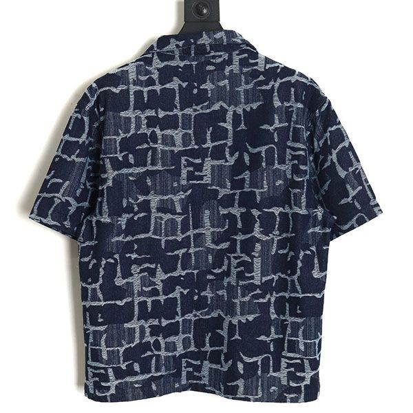 Fendi Grade N Blue FF Linen Shirt Number 04577