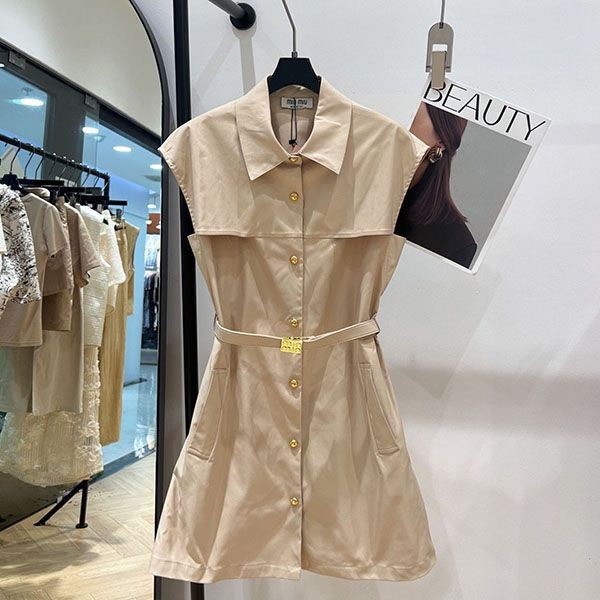 Boutique? MIUMIU Cotton Gabardine Grade N Short Dress myf70427
