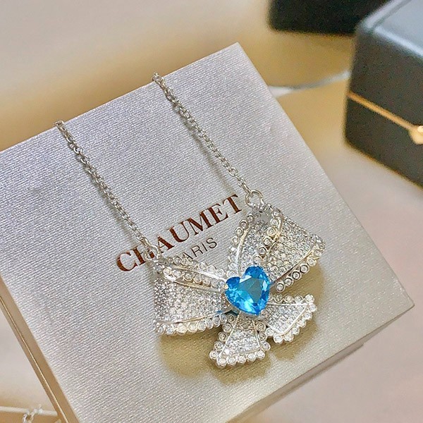 Chaumet ribbon and blue heart silver necklace replica she90936 Chaumet ribbon and blue heart silver necklace replica she90936
