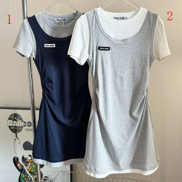 [Very versatile] Miu Miu replica small patch logo dress myb50743