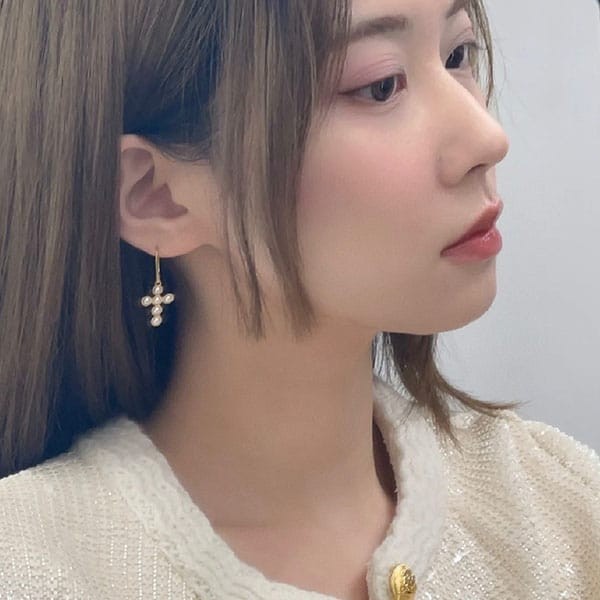 Free shipping Celine Triomphe Folk Logo Cross Earrings Parody Cen47838