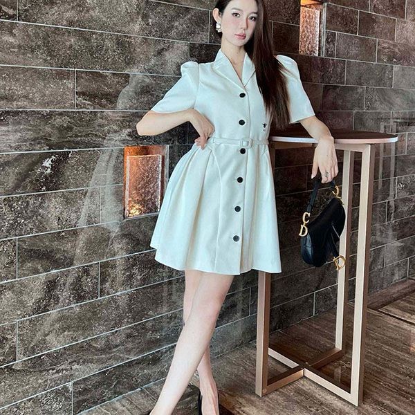 Hard to find Dior CD button copy shirt dress one piece dee24948