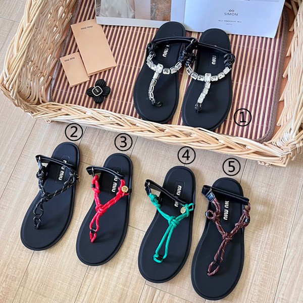 ★Miu Miu★Riviere Cord x Leather * Sandals Copy * Various colors 5y184e