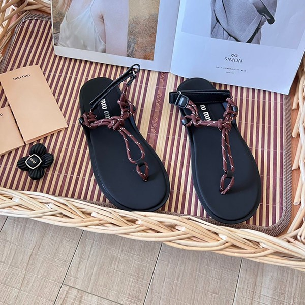 ★Miu Miu★Riviere Cord x Leather * Sandals Copy * Various colors 5y184e