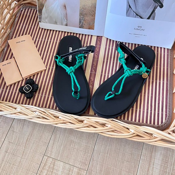 ★Miu Miu★Riviere Cord x Leather * Sandals Copy * Various colors 5y184e